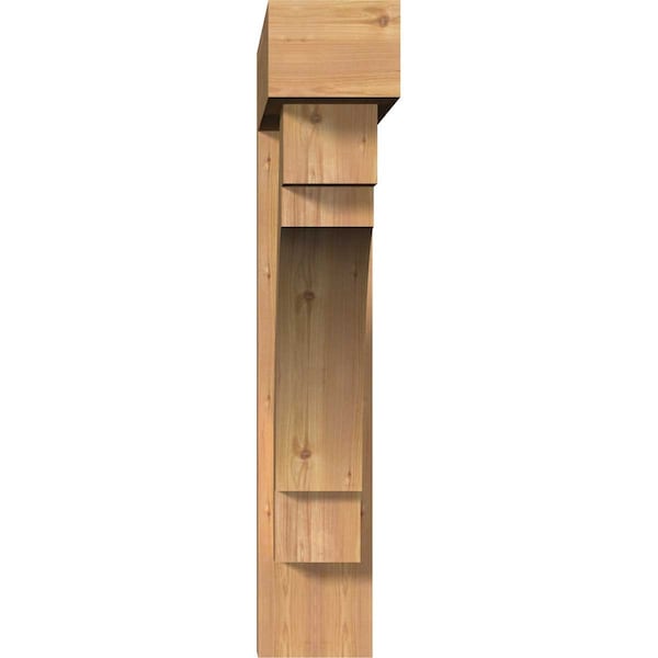 Merced Block Smooth Bracket W/ Offset Brace, Western Red Cedar, 7 1/2W X 40D X 40H